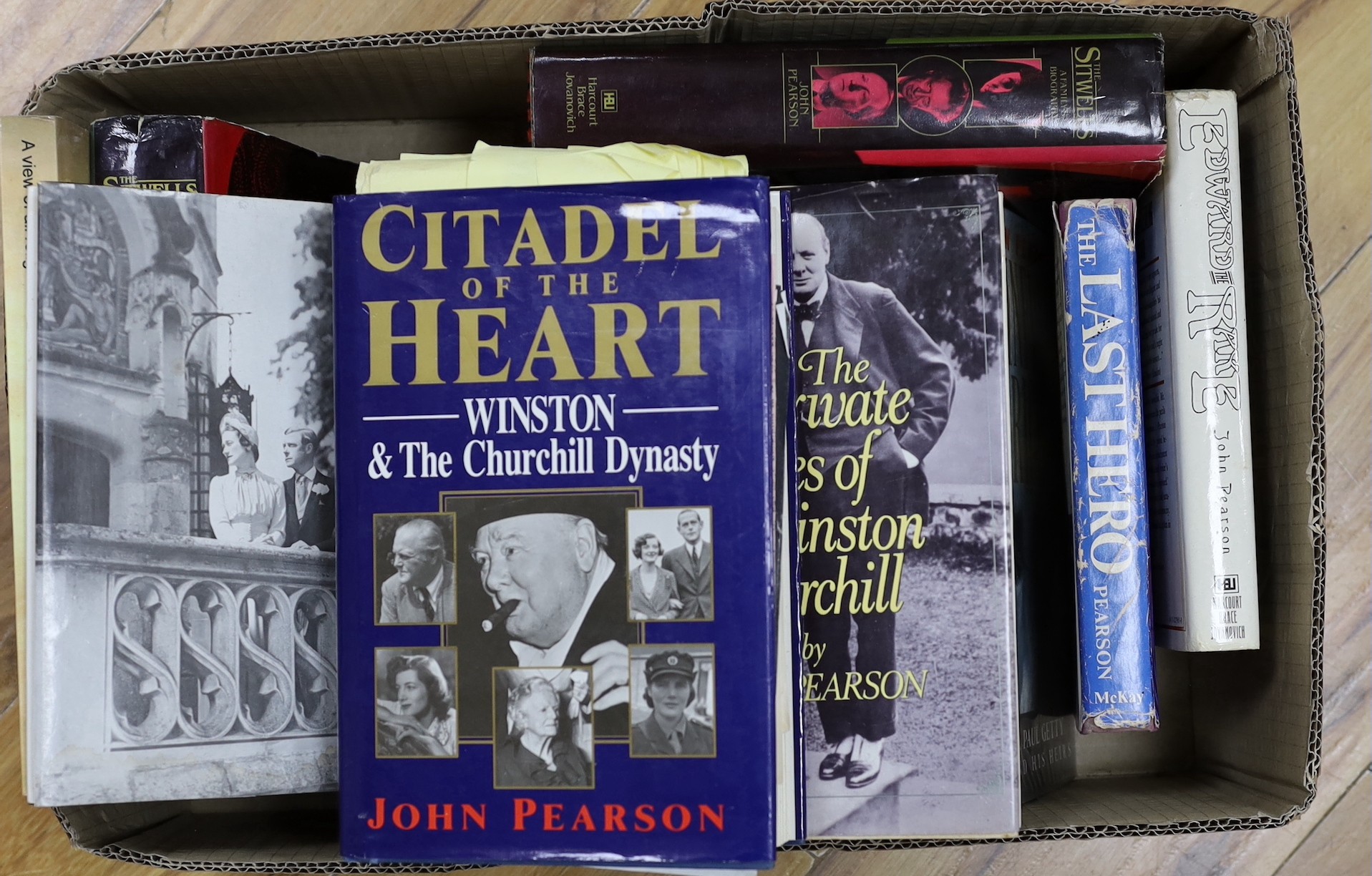 Pearson, John - The Private Lives of Winston Churchill photo. plates, d/wrapper, 1991; Pearson, John - The Sitwells: a family's biography. photo. plates, d/wrapper, New York, 1979; together with 13 other biographies by t